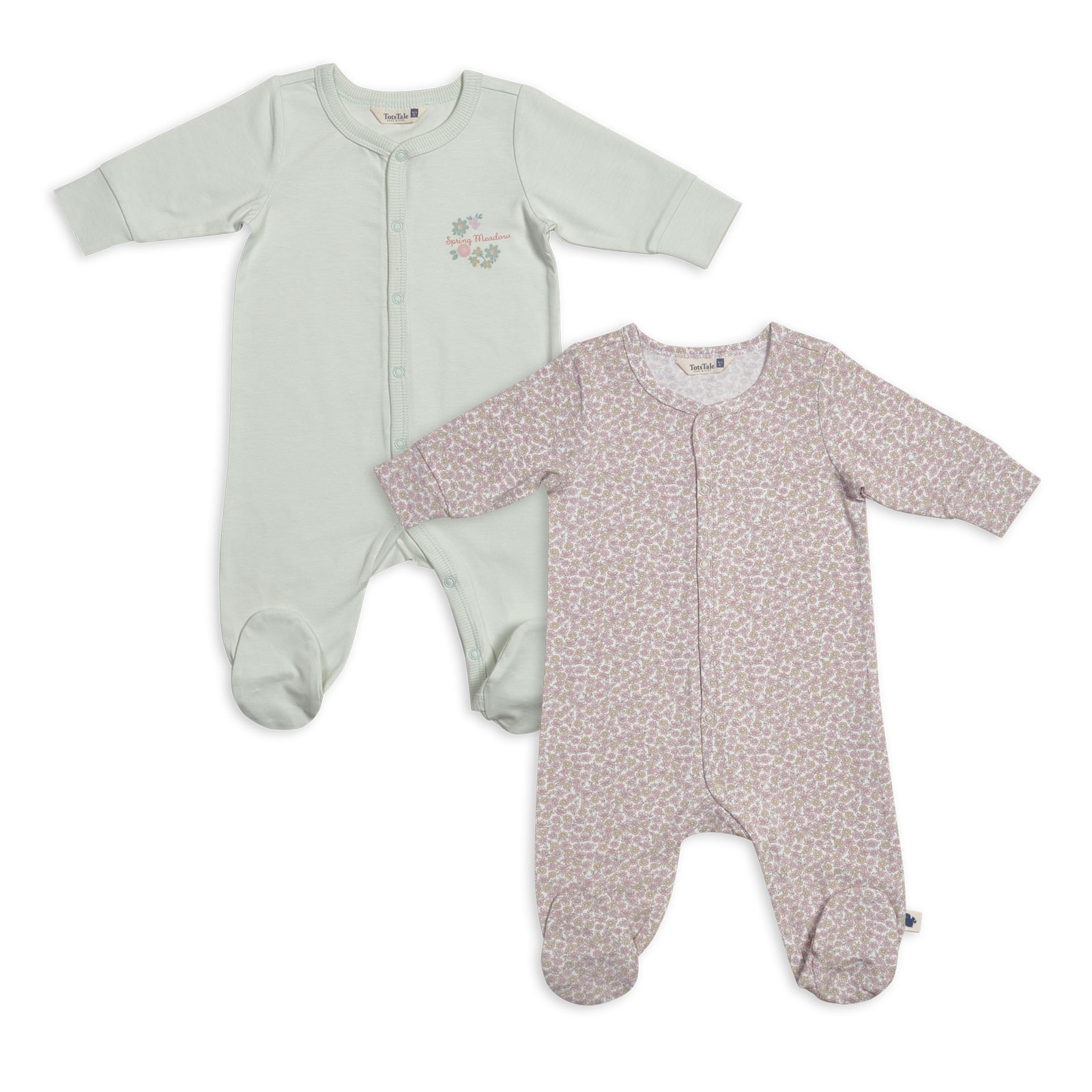 2 Pcs Footed Sleepsuit Set